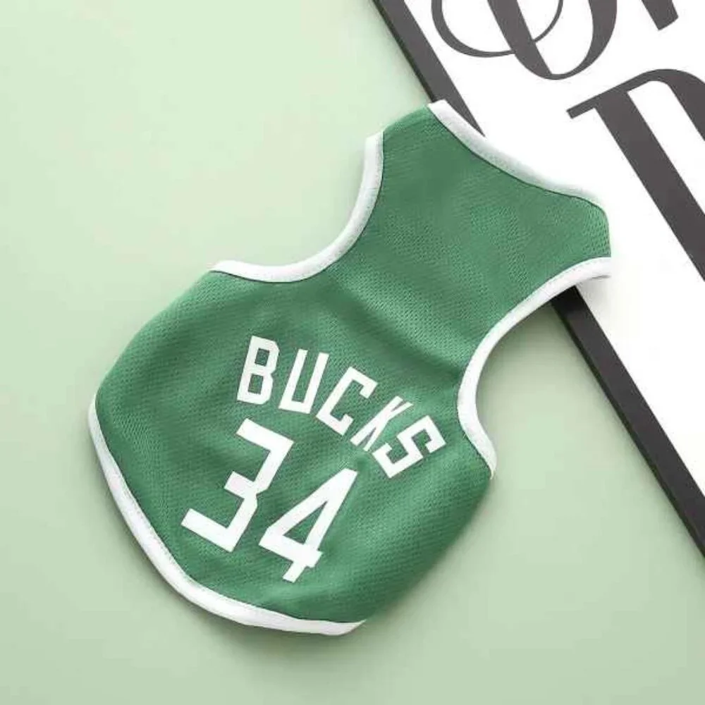 Pet Milwaukee Bucks #34 G Antetokounpo Basketball‎ Jersey Vest Mesh Breathable M